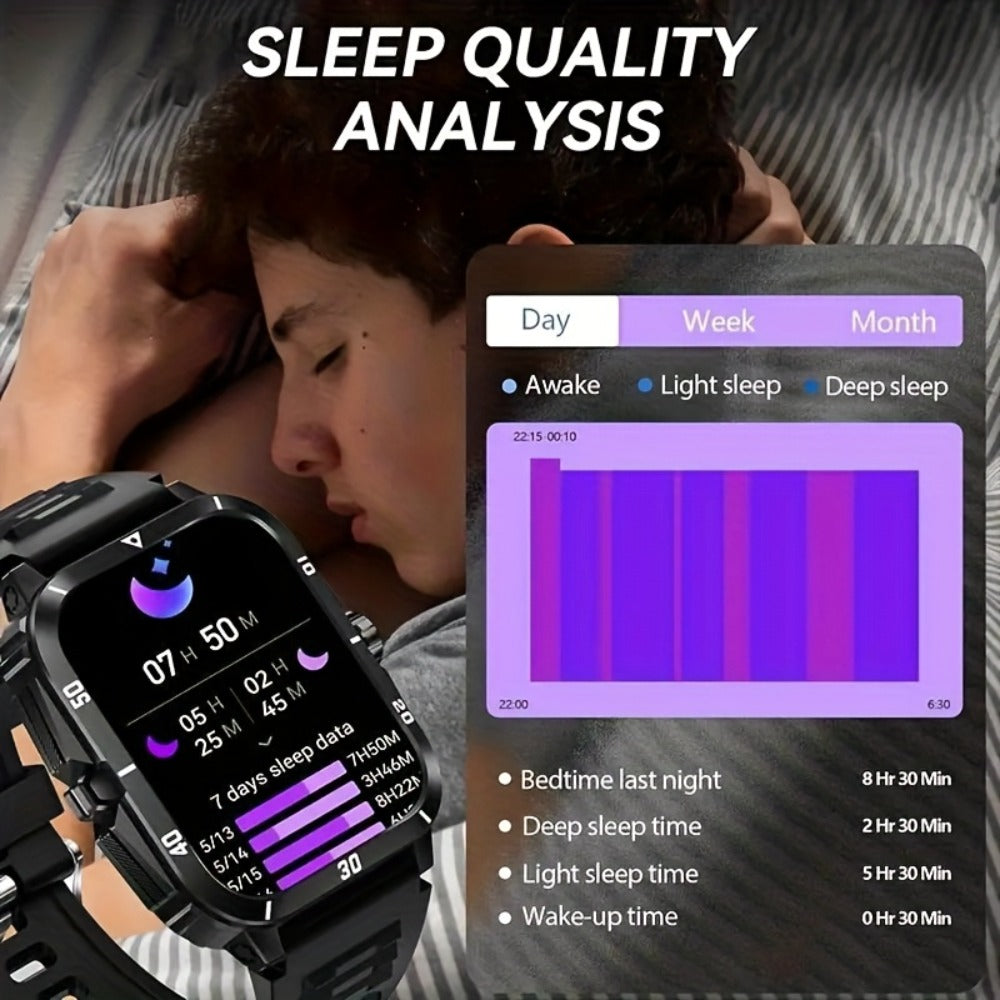 Smartwatch – Illumination Light K33 Khaki – Full Touch, 100+ Sport Modes, Wireless Calling, Music Playback, Remote Camera, Weather…
