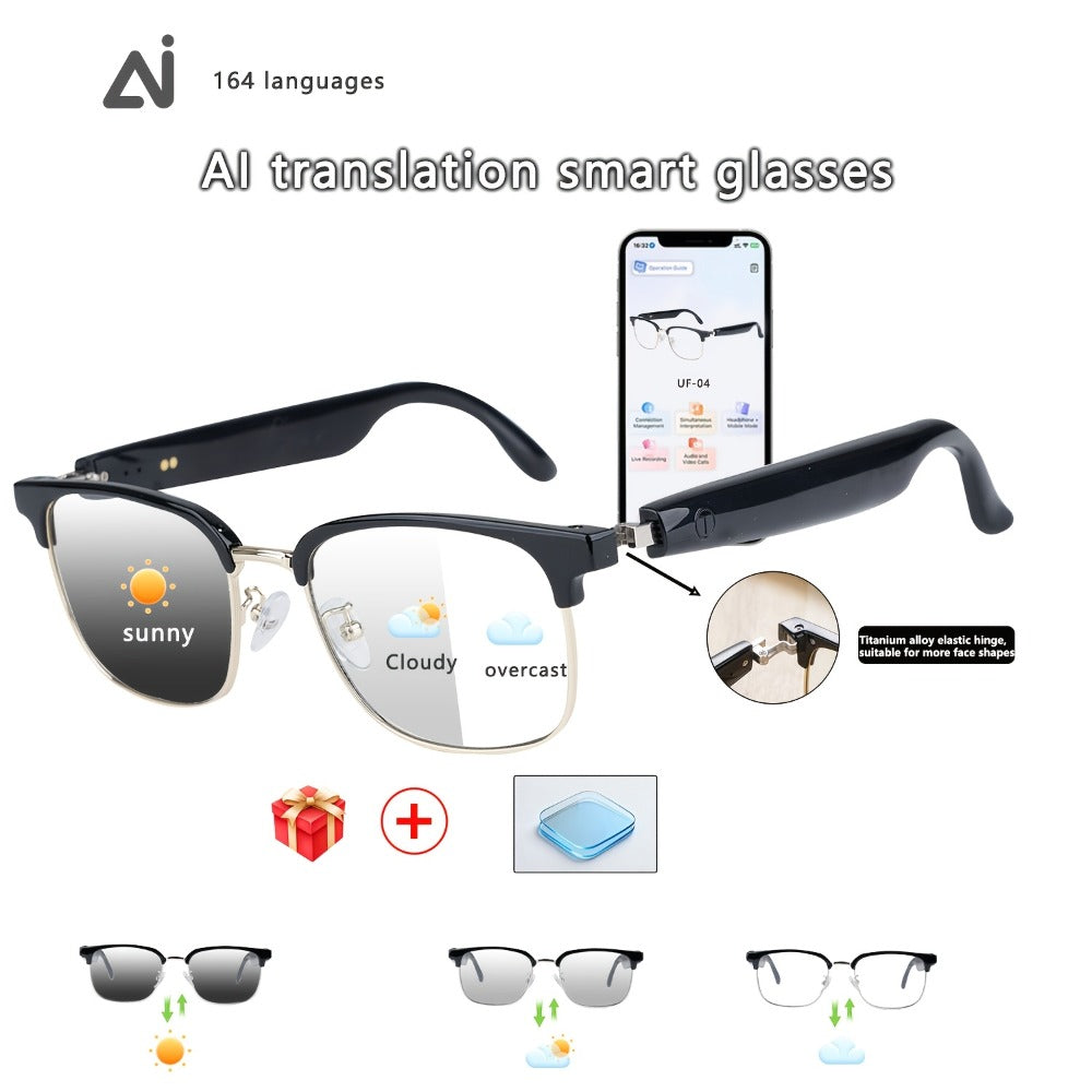 Smart Glasses 160-Language Translation Eyewear with Open-Ear Audio and 19 Photochromic Frame Options