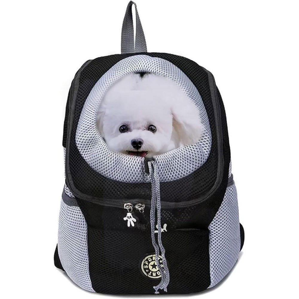 Head-Out Pet Carrier Backpack with Mesh Panels, Side Pockets and RoseRed or Black Medium Options