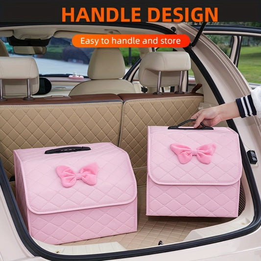 Car Trunk Storage Box Foldable Faux Leather Organizer – High-Capacity 30L/35L Vehicle Cargo Box, Multi-Pocket Space-Saving Trunk Organizer for Women, Daily Use & Road Trips