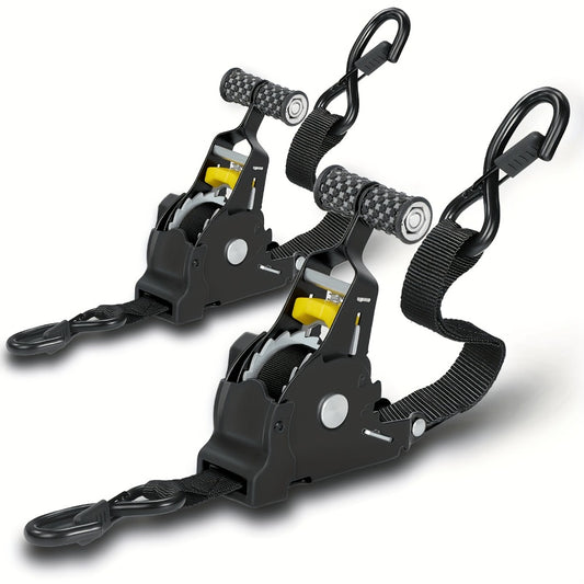 Auto Retractable Ratchet Straps 2-Pack – Heavy Duty Tie Down with Automatic Tightening, 1100/1400/1700 LBS Capacity, Abrasion-Resistant, for Truck Motorcycle Boat Trailer Canoe