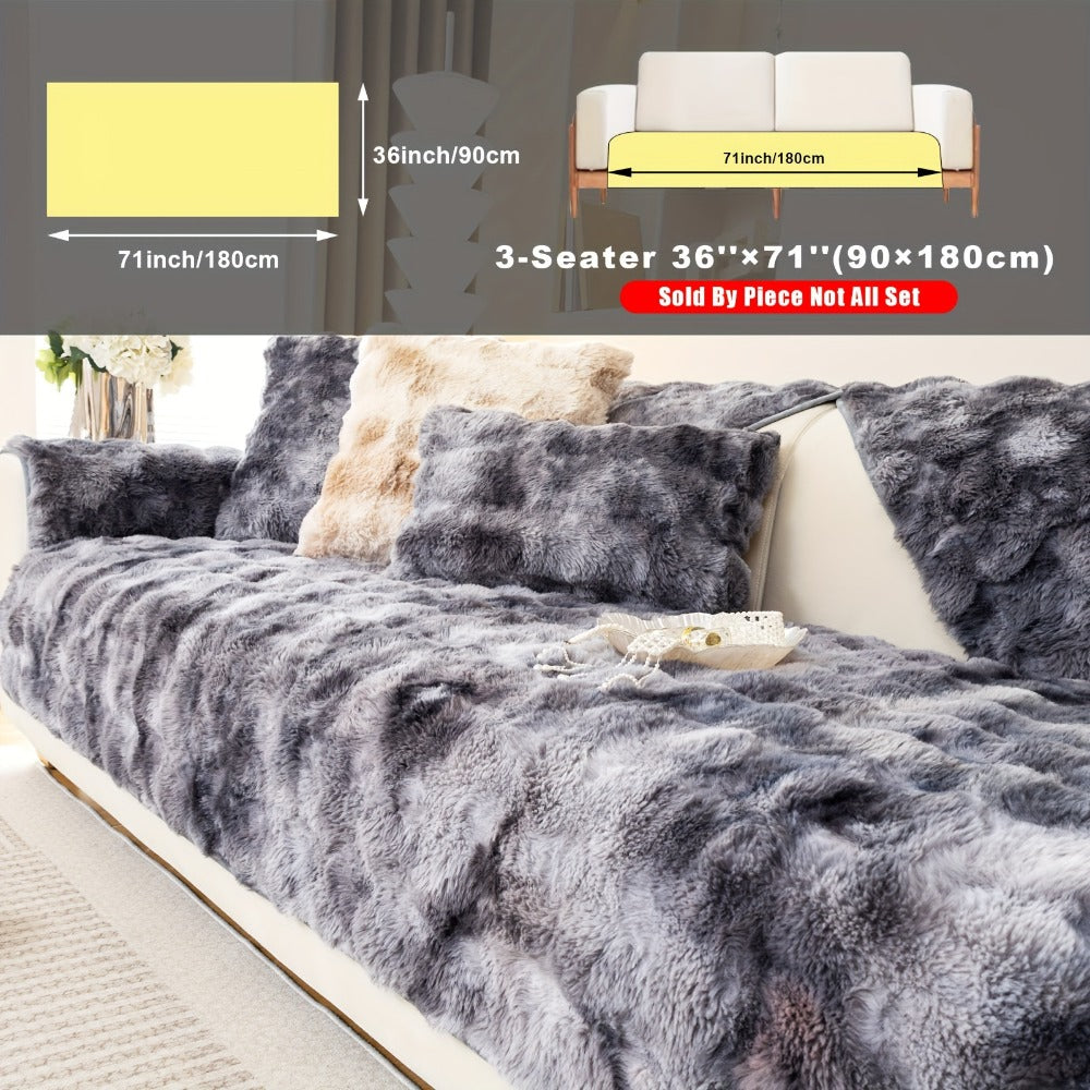 Sofa Cover, Faux-Lamb Plush Gradient Couch Pad in Five Colors with Armchair, Backrest and Seat Sizes
