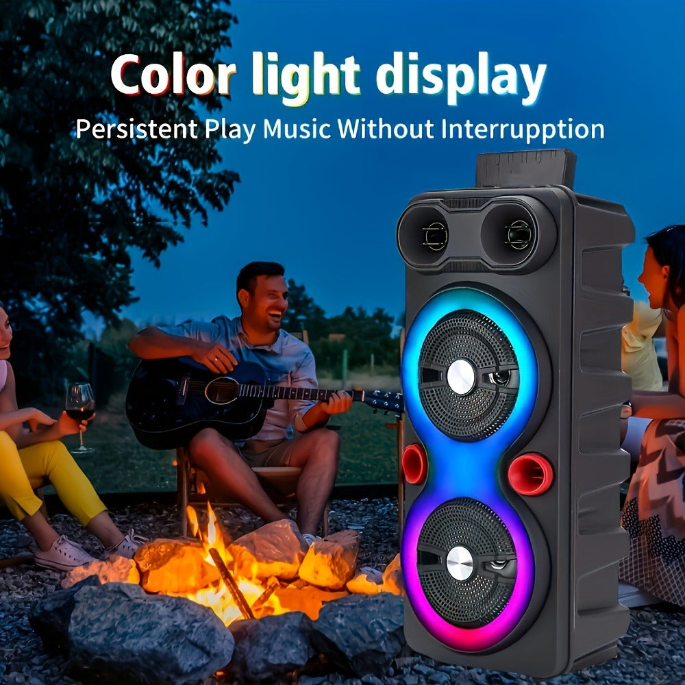 Dual 8.5-Inch Portable Party Speaker with RGB Lights, Bluetooth, TWS, FM, USB and Built-In Microphone