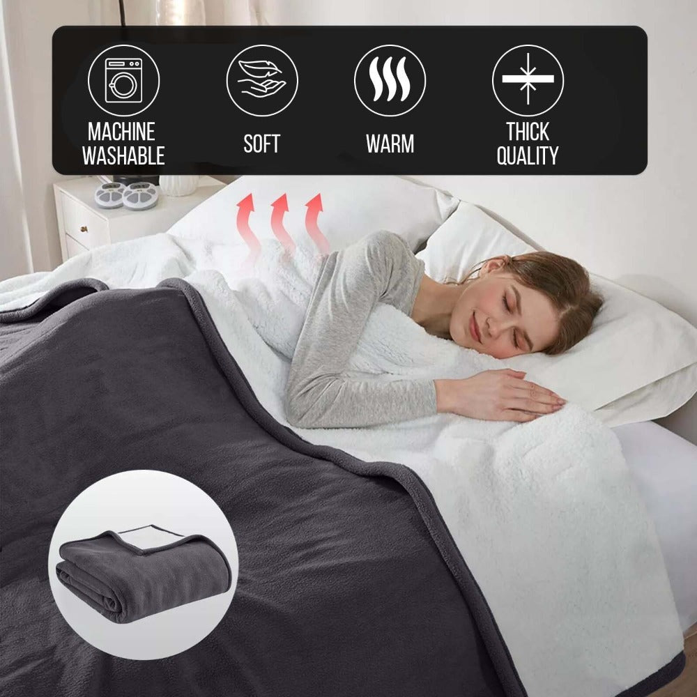 480GSM Sherpa Fleece Blanket – Double-Sided Heavy Warm Throw for Couch, Bed & Travel, Reversible All Season, 13 Colors, 3 Sizes