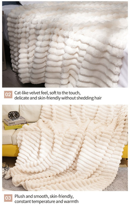 500gsm Heavy Plush Blanket – Ultra Thick Soft Warm Fluffy Blanket for Bed, Sofa & Travel, Baby to Double Size, 5 Colors