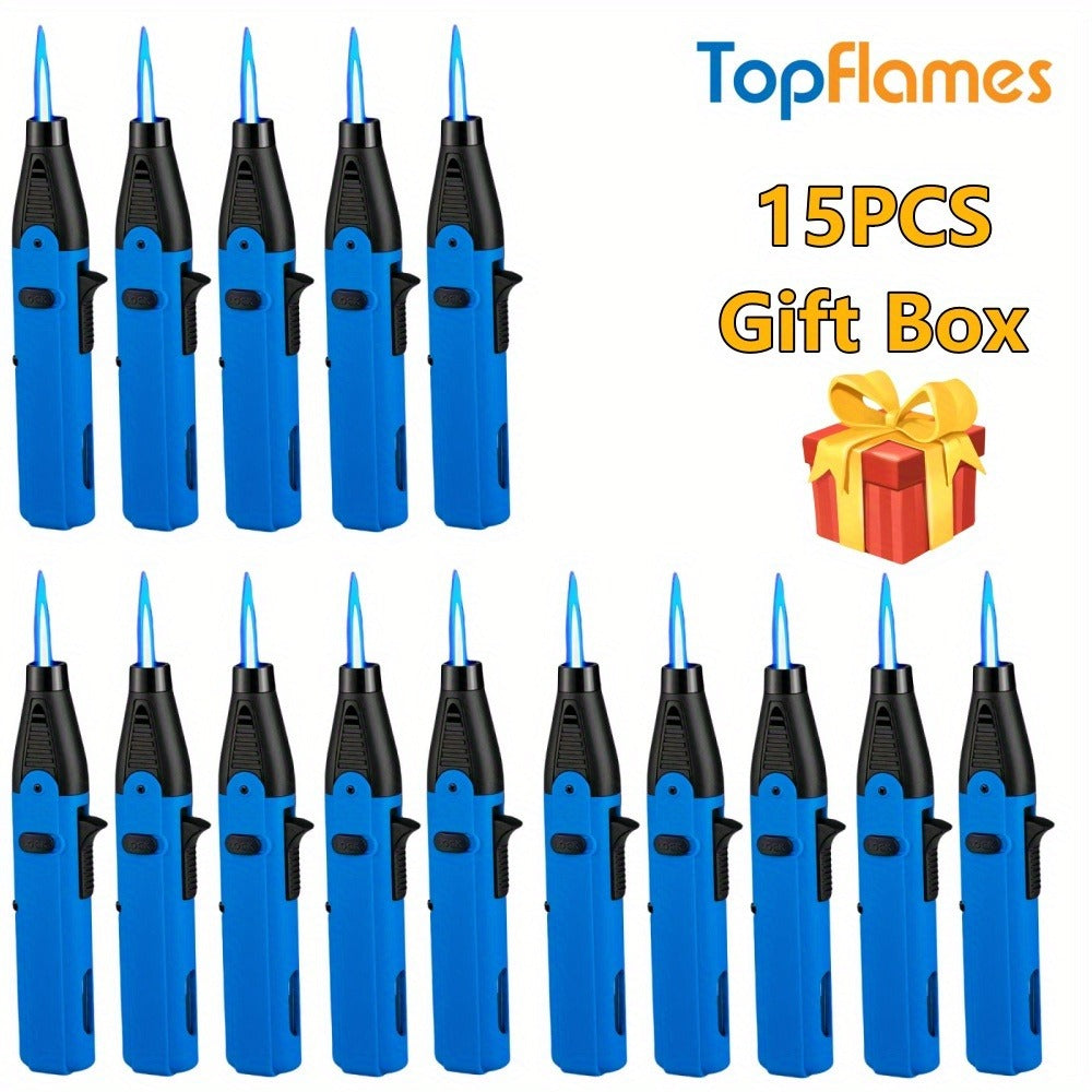 Long-Reach Torch Lighter Multipack with 10 or 15 Extended Igniters in Five Coordinated Body Colors