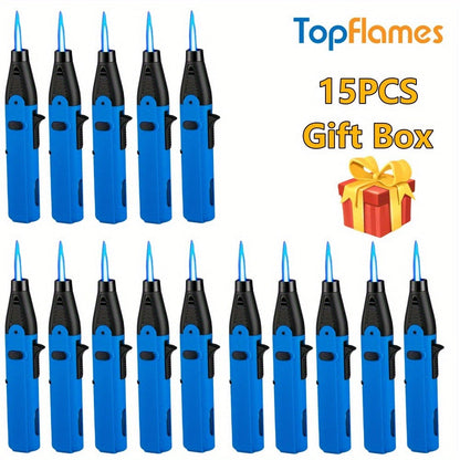Long-Reach Torch Lighter Multipack with 10 or 15 Extended Igniters in Five Coordinated Body Colors