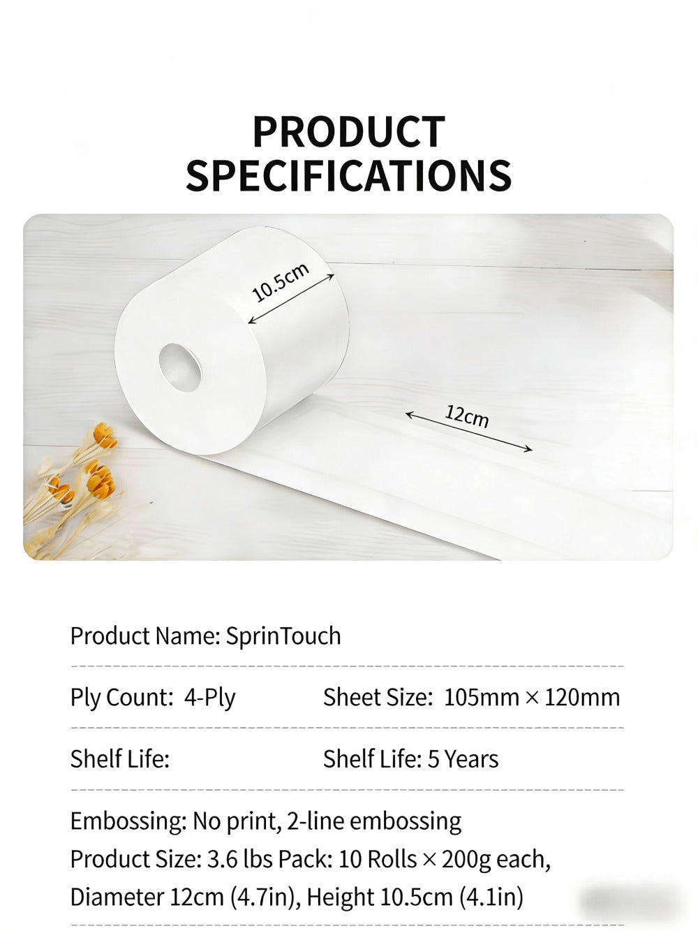 Four-Ply Toilet Paper Rolls in One, Two or Three Packs, Thick Undyed Bathroom Tissue for Home or Office Use