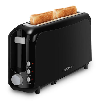 Slim Toaster 2-Slice – SEEDEEM 6-Setting Shade Control, Cancel, Reheat & Defrost, Removable Crumb Tray, 750W Compact Fits-Anywhere Design for Bread, Waffles & Bagels, 6 Colors Available