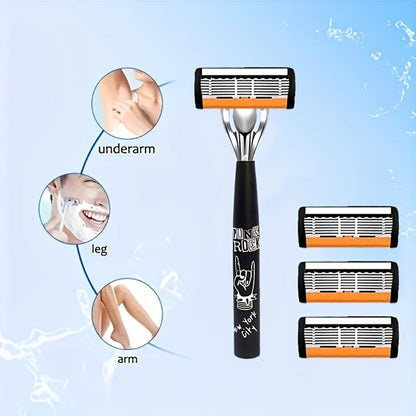 Safety Razor Kit 2 Handles 72 Double Edge Replacement Blades - Classic Wet Shaving Razor Set with Non-Slip Ergonomic Grip for Close Clean Shave Men Face Neck Head Body Grooming