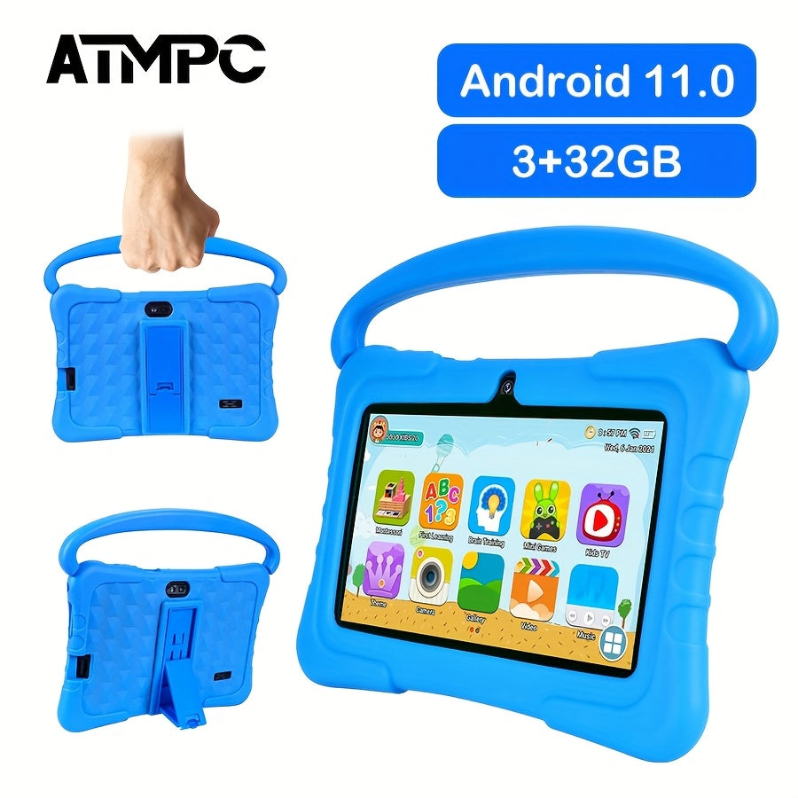 Kids Tablet 7 Inch with Android 11, 3GB RAM, 32GB Built-In Storage, 2.4GHz WiFi and Red or Blue Options
