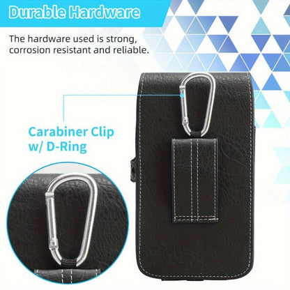 Vertical Belt-Clip Phone Holster with Card Slots for 5.2- to 7.2-Inch Phones in Black or Brown