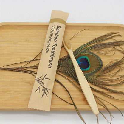 20-Piece Bamboo-Labeled Toothbrush Set with Individually Wrapped Handles and Mixed Bristle Colors