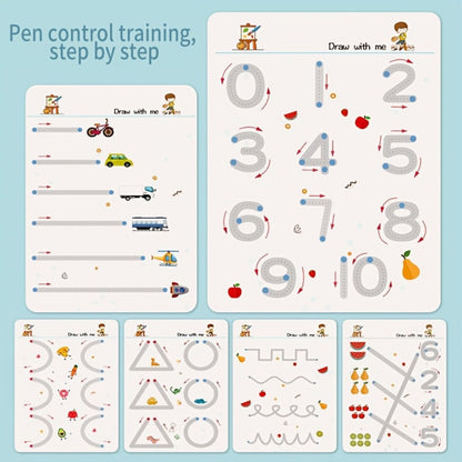128-Page Reusable Handwriting Practice Set with Four Tracing Books, Four Pens, Eraser and Ring Buckles