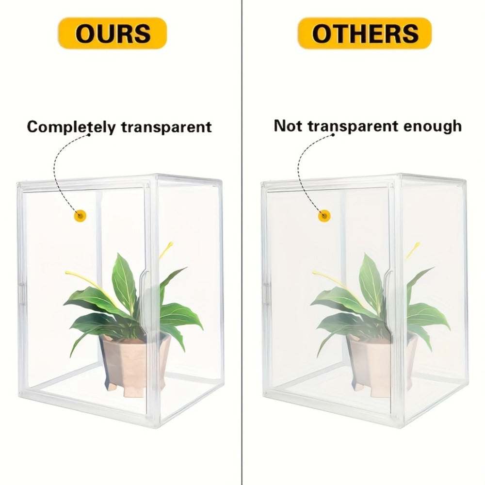 XL Clear Stackable Acrylic Storage Bin with Magnetic Lid, 50L Foldable Display Organizer in One- or Two-Piece Options
