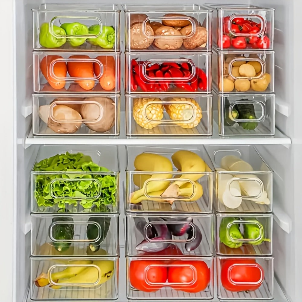 Refrigerator Organizer Bins 6pcs Set - Clear Fridge Storage Bins for Freezer Kitchen Cabinet for Home Cooking, Dining and Outdoor Meals