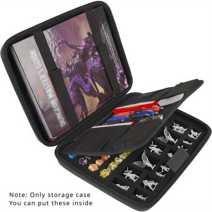 Black Dice Rolling Tray and Storage Case with Dedicated Polyhedral Slots, Carry Handle and Zipper Closure