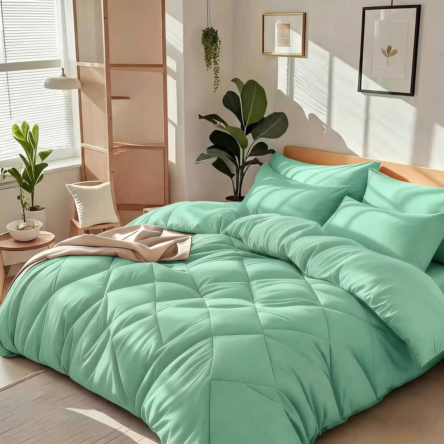 Diamond-Grid Microfiber Comforter Set with Pillowcases, 14 Color or Code Options and Twin, Queen or King Sizes