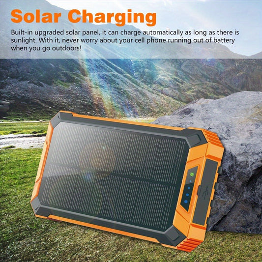 32800mAh Solar Power Bank 6 Outputs Wireless Charger – 4 Built-In Cables Dual Flashlights 15W Fast Charging, 32800 38800mAh External Battery Pack for Travel Camping GPS Emergency iPhone 17 Android