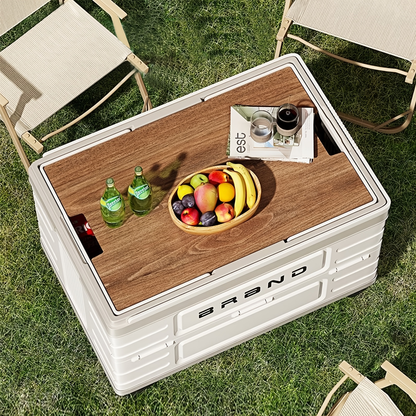 Collapsible White Storage Bin with Lid and Carry Handle in the Exact White Checkout Option