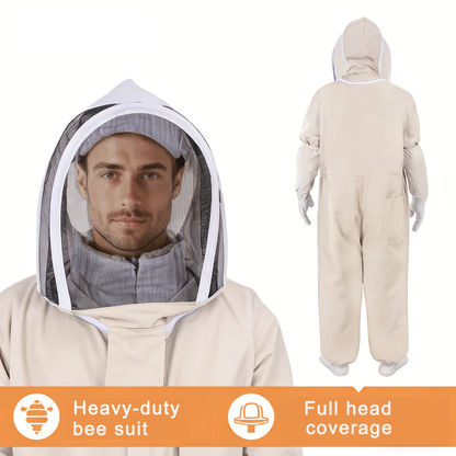 Full Body Bee Suit 3-Layer Breathable Veil Hood Gloves Filter Screen