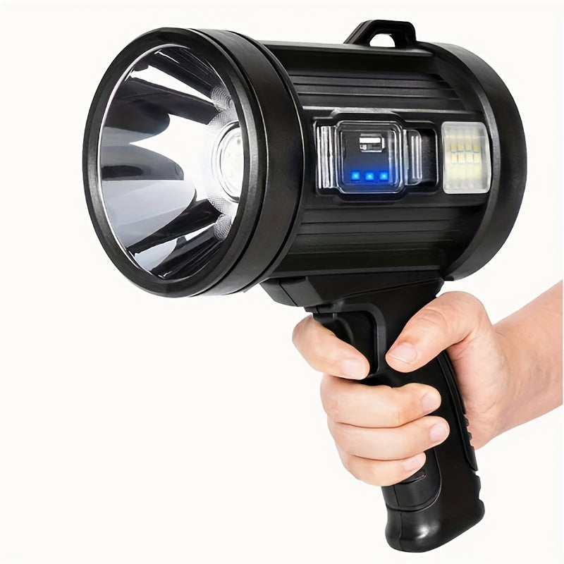 Flashlight IPX4 Solar and USB Rechargeable Searchlight with Six Modes and Three Color Filters