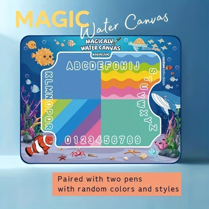 Water Canvas Drawing Mat for Kids Reusable Mess-Free – Magical Paint with Water Art Toy 80x60cm Ocean Animal Designs Screen-Free Creative Gift for Boys Girls Toddlers Ages 3+ Gift Box Option