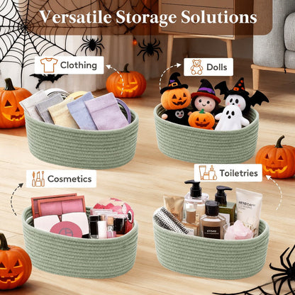 Basket Storage Organizer 6-Pack Cotton Rope Cube Bins 11 x 7 x 5 Inch in Five Color Options