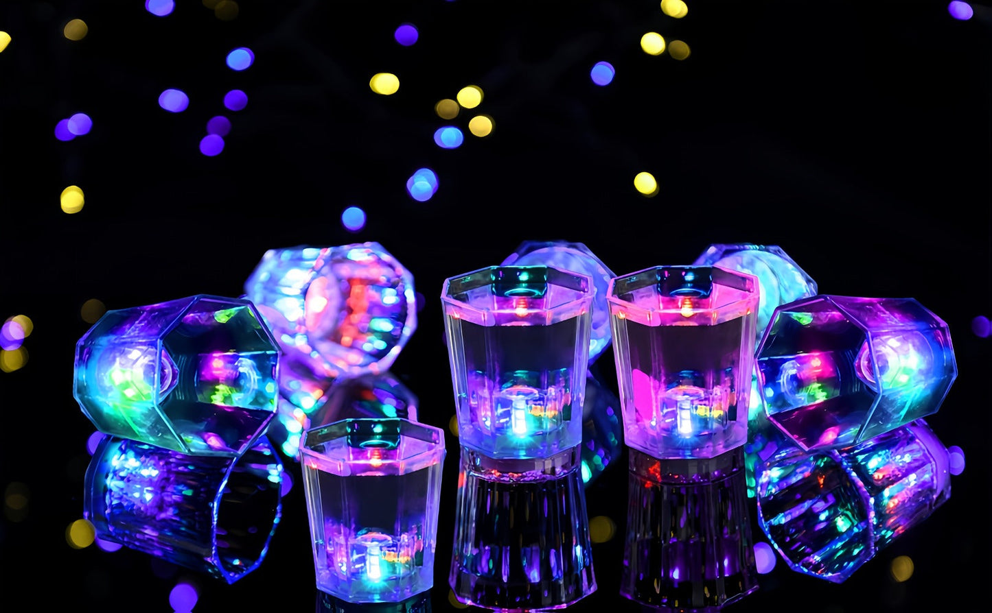 LED Light-Up Party Cup Set with 12 or 15 Short 2 oz Plastic Tumblers in Mixed Color Designs