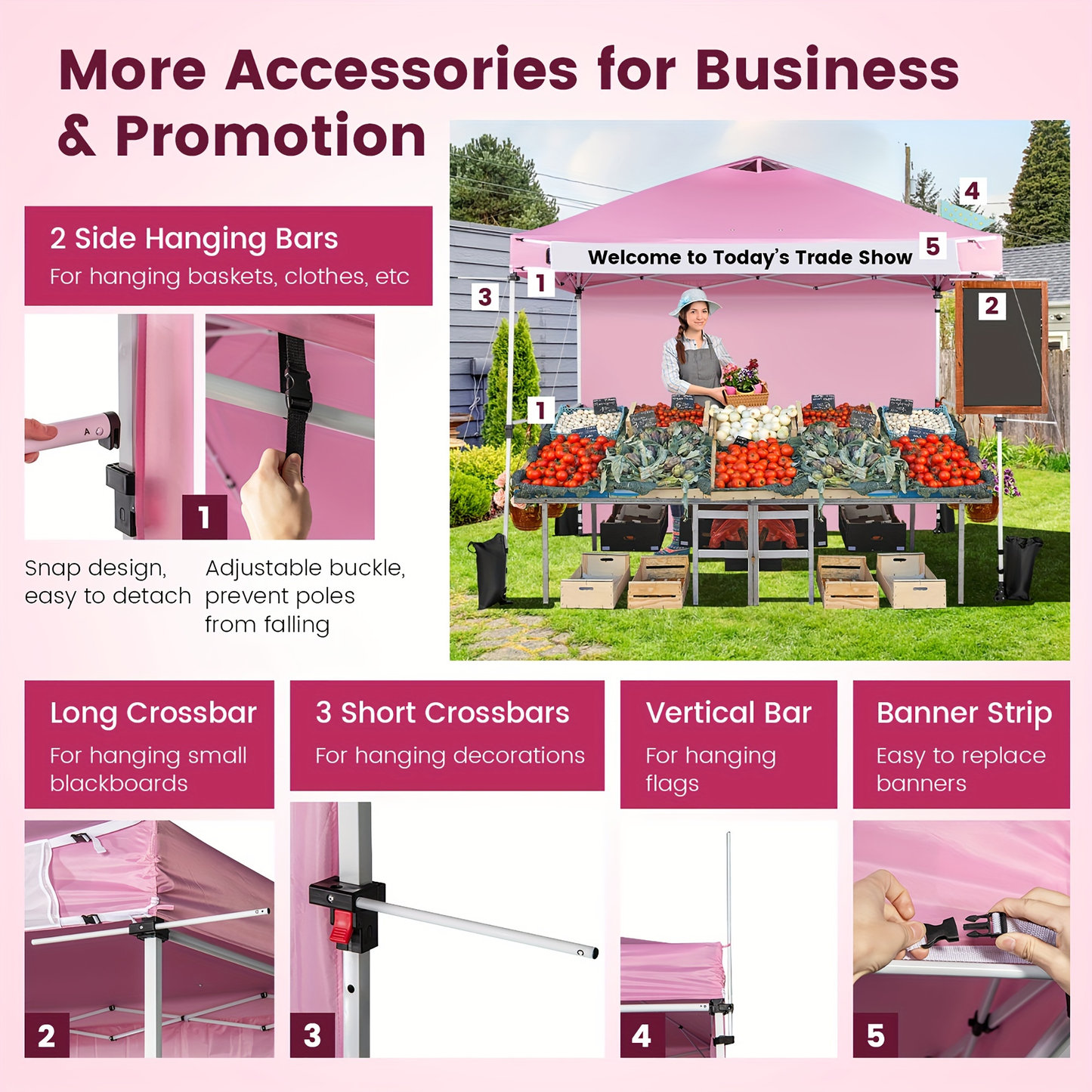 Commercial Canopy Tent 10x10 Pop Up with Sidewall Adjustable Height