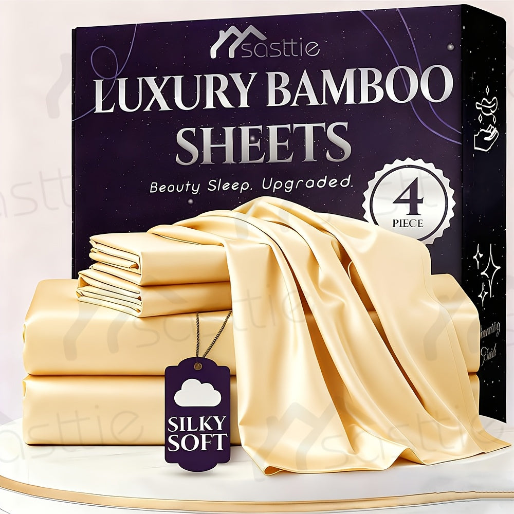 Four-Piece Sheet Set with Flat Sheet, Fitted Sheet, Two Pillowcases and 48 Exact Color-Size Options