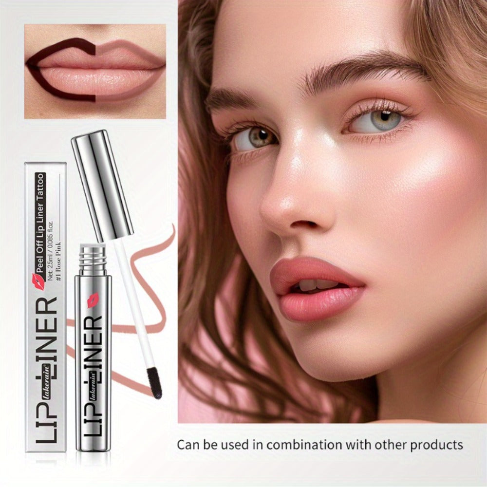 Four-Color Two-in-One Lip Stain Pen Set with Liner Tip and Matte Finish for Daily Makeup Looks