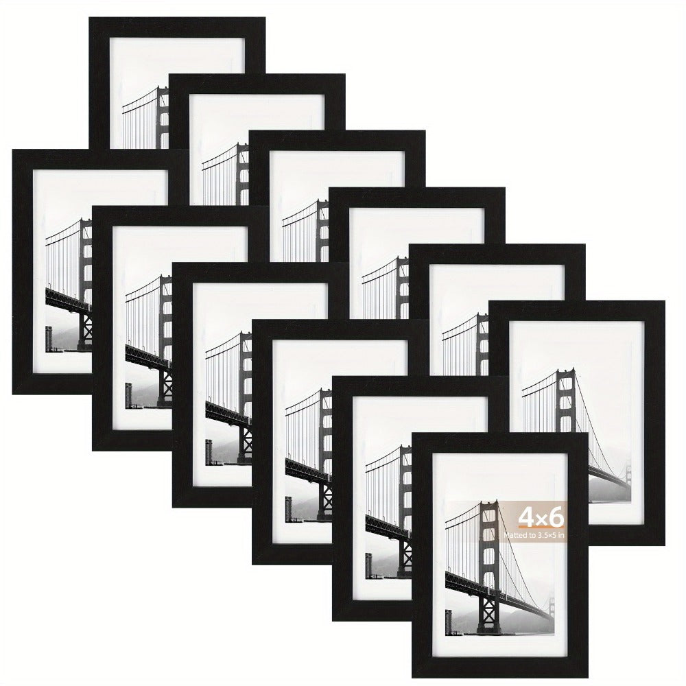 Black Picture Frame Set with 12 or 24 Frames in 4 x 6, 5 x 7 or 8 x 10-Inch Checkout Sizes