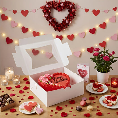48-Pack White Pastry Boxes with Clear Window, 8 x 6 x 2.5-Inch Size and Fold-Flat Construction