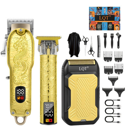 Hair Clippers & Trimmers LQT Golden Dragon Three-Piece Set with LCD Displays, USB Cables and Gift Box