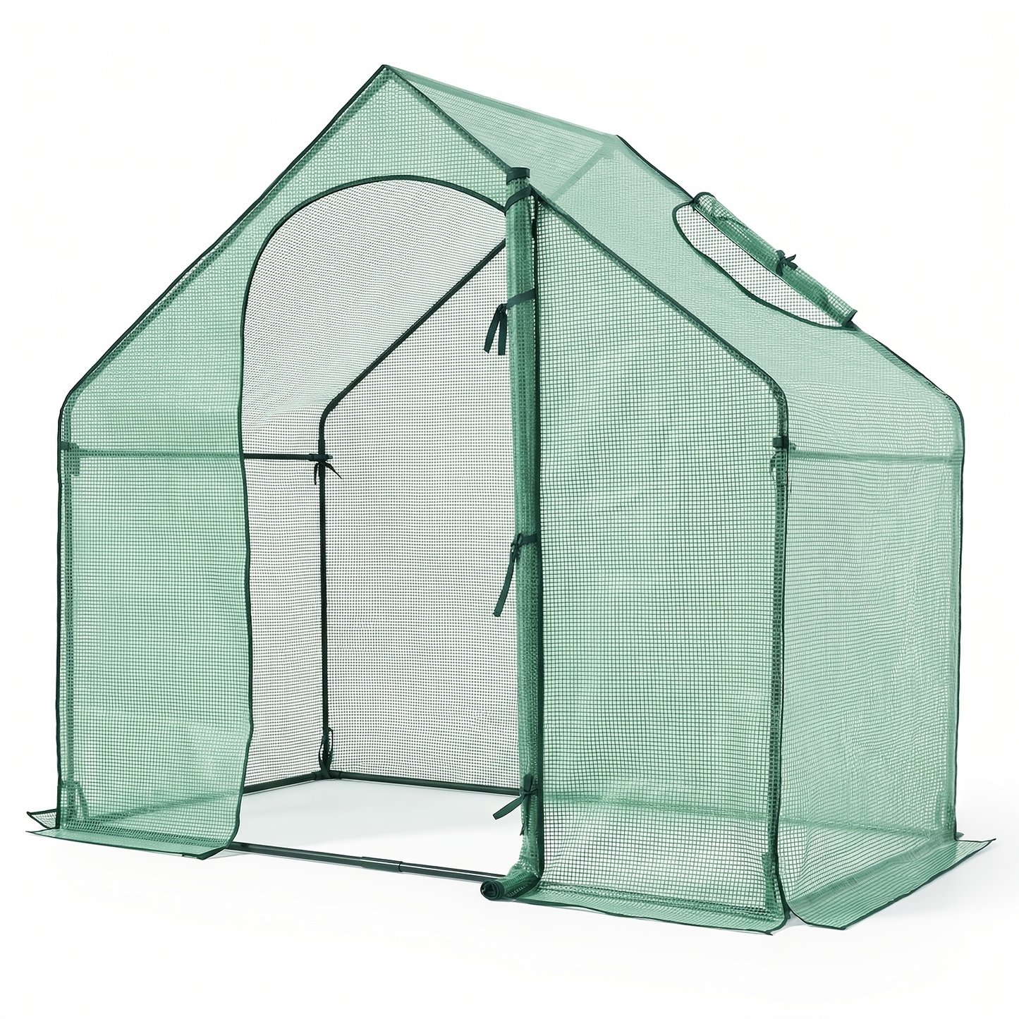 6 x 3 x 5.5-Foot Walk-In Greenhouse with Green Grid Cover, Roll-Up Door and Top Vent Window