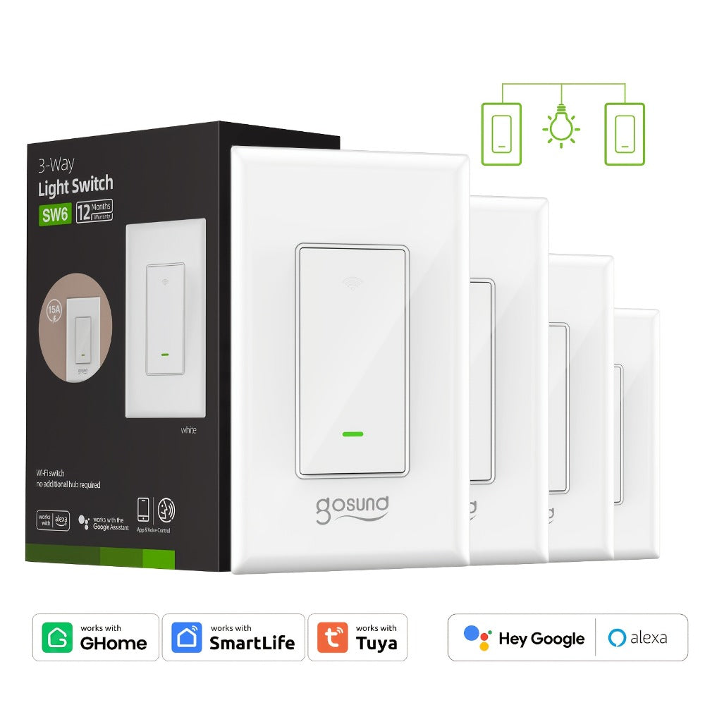 3-Way WiFi Smart Light Switch – Gosund Single-Pole & 3-Way Wall Switch, Works with Alexa & Google Home, Schedule, Timer, Voice & App Control, No Hub, Neutral Wire Required, FCC Certified (1/2/4 Pack)