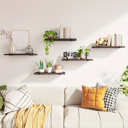Floating Shelves Set of 5 Wall Mounted 4.7 Inch Tiered Display Shelves Vintage Style Wall Storage Rack for Bedroom, Living Room, Kitchen, Bathroom & Office – Plant & Home Decor