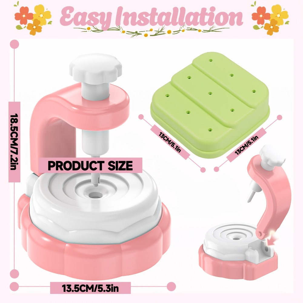 Flower Bouquet Maker Craft Kit with Hand-Operated Tool, Fabric Petals, Stems, Centers and Display Bases