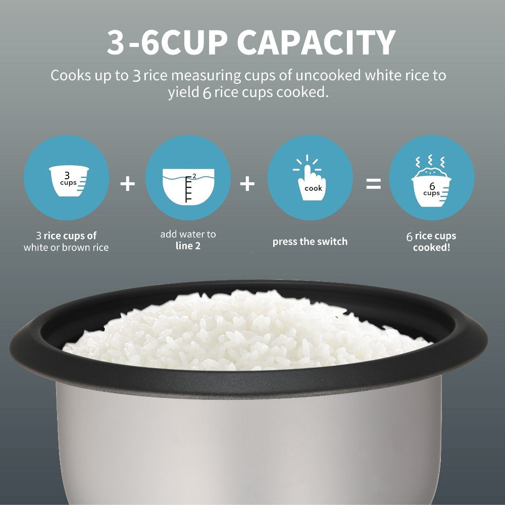 Rice Cooker & Yogurt Maker 1.5Qt – 6-Cup Non-Stick Electric Rice Cooker with Auto Keep Warm, One-Touch, Stainless Steel Liner, Steamer for Rice, Oatmeal, Soup & Yogurt
