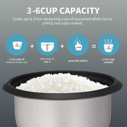 Rice Cooker & Yogurt Maker 1.5Qt – 6-Cup Non-Stick Electric Rice Cooker with Auto Keep Warm, One-Touch, Stainless Steel Liner, Steamer for Rice, Oatmeal, Soup & Yogurt