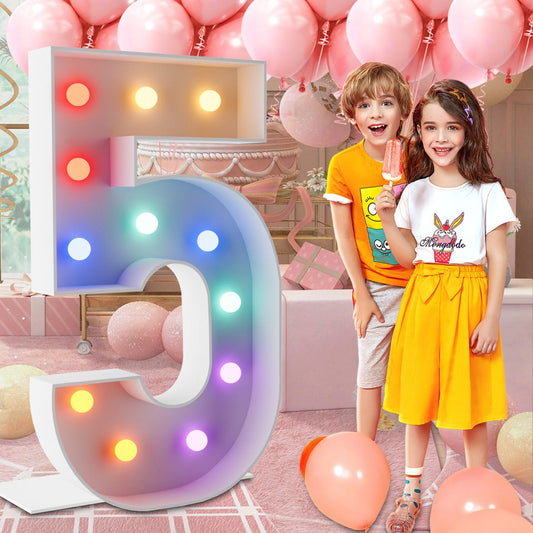 Party Decorations Four-Foot Marquee Number Light with Digits 0–9 or Number 20, 11 Colors and Three Modes