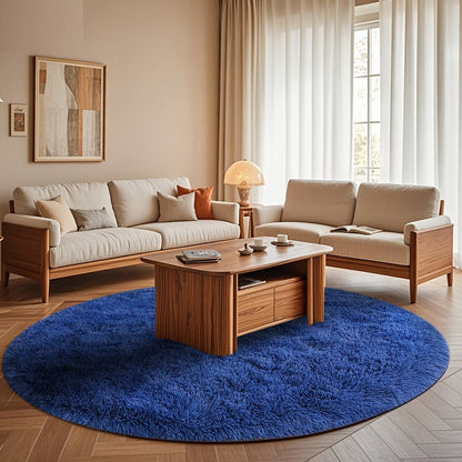 Area Rug Fluffy Faux-Fur Shag in Solid, Tie-Dye and Ombre Colors with Six Retained Room Sizes