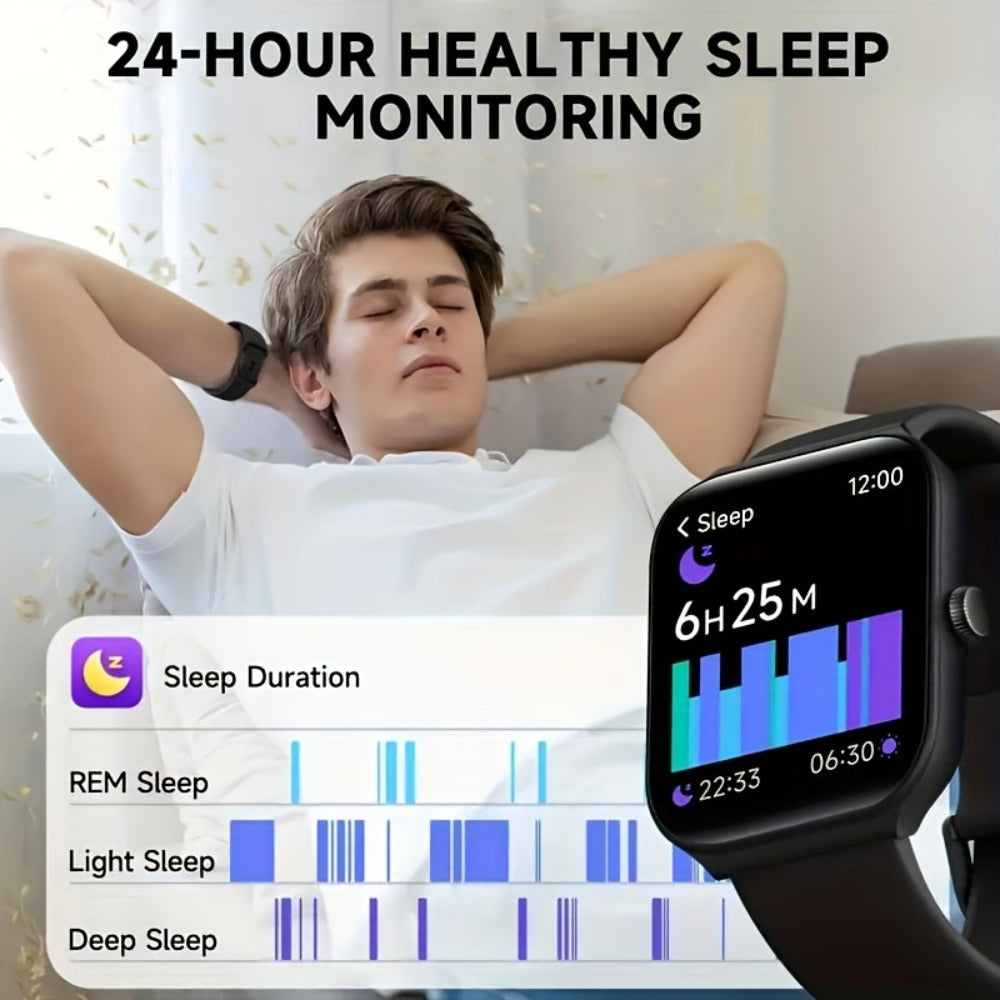 Couple's Set Smartwatch with Voice Assistant – Wireless Calling, Built-in Speaker, Music Control, Fitness Tracker – Matching His & Hers Gift Set Black Pink Silver – iPhone & Android Compatible