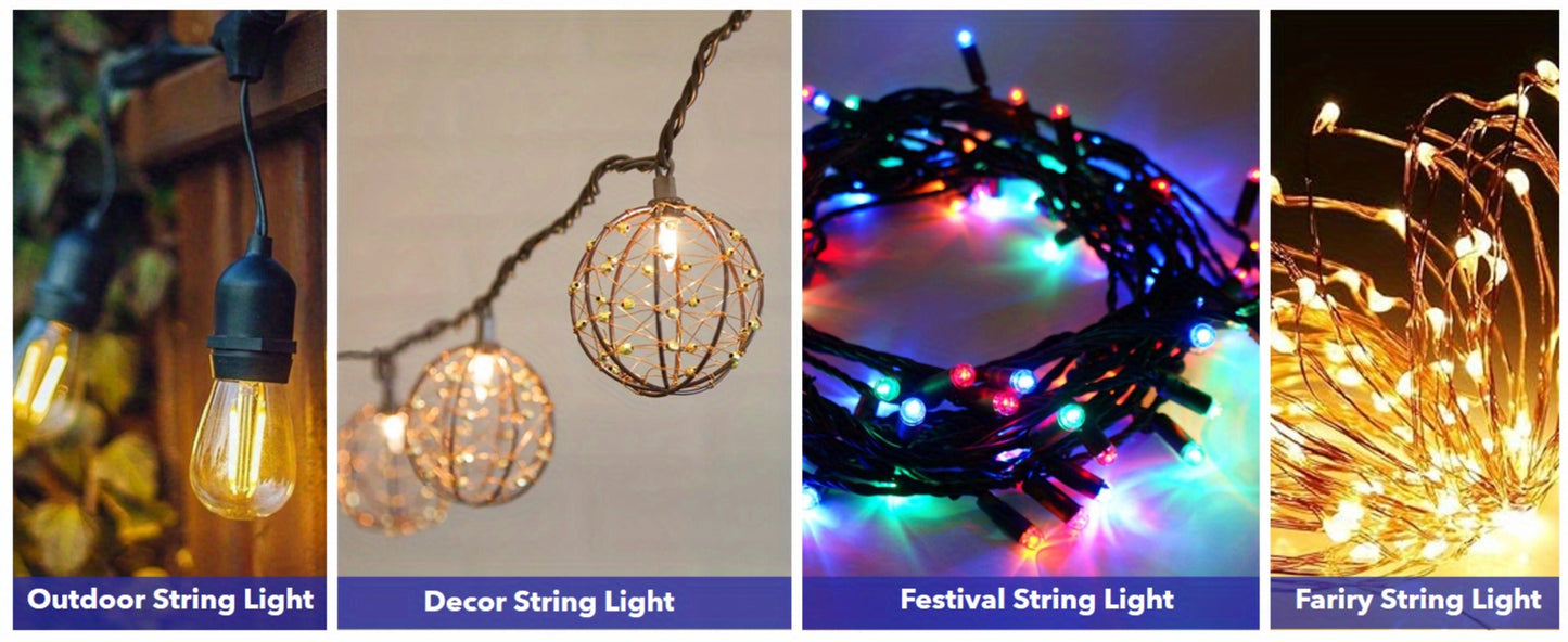 Adhesive Hooks for Outdoor String Lights - Waterproof UV-Resistant No-Damage Clips for Christmas Patio Garden Balcony Decor (40/80/160/250/400pcs)