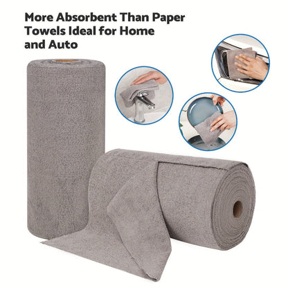 Microfiber Cleaning Cloths 100 Pack Reusable Washable Tear-Away Towel Roll 12x12 – Absorbent Rags & Dishcloths for Kitchen, Bathroom, House & Car Detailing