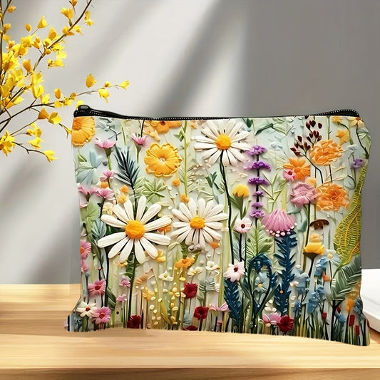 Makeup Bag – Daisy Floral Makeup Bag 4-Pack Set Foldable Zipper Travel Cosmetic Pouch Durable Toiletry Organizer Gift for Women Girls…