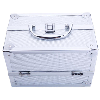 Tabletop Makeup Carry Case with Mirror, Fold-Out Trays and Dividers in Black, Silver or Pink