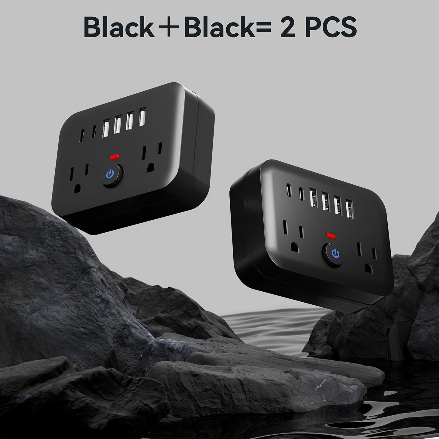 Surge Protector Power Strip 8-in-1 Mini Wall Adapter with 2 AC Outlets, 4 USB-A, 2 USB-C and One or Two-Pack Options