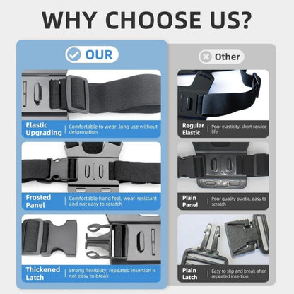 Adjustable Chest Camera Mount Harness with Six Black Checkout Styles and One-Size Strap Configuration